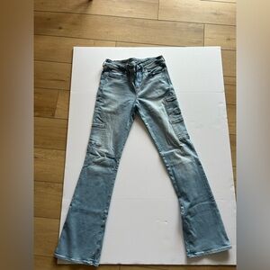 American Eagle Outfitters Light Blue Flare Cargo Jeans